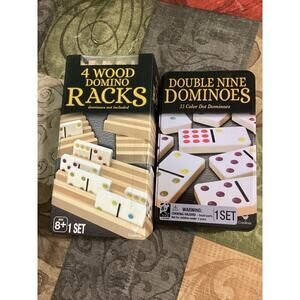 double nine dominoes and wood domino racks
